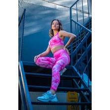 Karacan Spor RM04 Pembe Askeri Desen Korsajlı Tayt