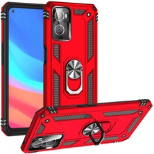 Smcase Oppo A36 Kılıf Vega Sert Silikon Tank Standlı Yüzüklü Mıknatıslı Kırmızı