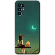 Bera Aksesuar Oppo Reno 6 Kılıf Hd Desen Baskılı Arka Kapak - Kedili Kız