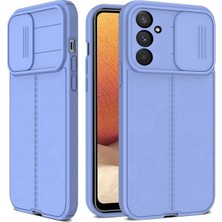 Smcase Samsung Galaxy M23 Kılıf Kamera Sürgülü Deri Dokulu Mat Silikon Mor