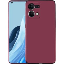 Gpack Oppo Reno 7 Kılıf Mat Lüx Kamera Korumalı Premier Mat Silikon+Nano Glass Mürdüm