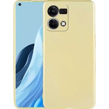 Gpack Oppo Reno 7 Kılıf Mat Lüx Kamera Korumalı Premier Mat Silikon+Nano Glass Gold