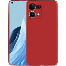 Gpack Oppo Reno 7 Kılıf Mat Lüx Kamera Korumalı Premier Mat Silikon+Nano Glass Kırmızı