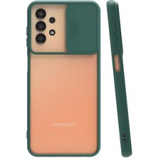 kilifone - Samsung Galaxy A33 5G - Kılıf Slayt Sürgülü Arkası Buzlu Lensi Kapak - Koyu Yeşil - T23223