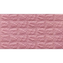 Renkli Duvarlar Kendinden Yapışkanlı 3D Duvar Kağıdı Paneli 70X38 cm Pembe
