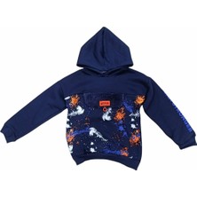 Tuffy Erkek Çocuk Batik Desenli Kolları Yazılı Kapüşonlu Sweatshirt
