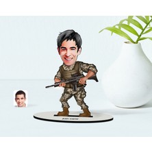 BK Kişiye Özel Asker Karikatür Ahşap Biblo - 1