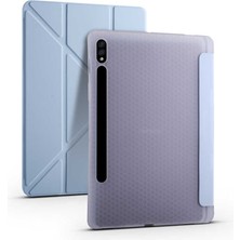 noktaks - Samsung Galaxy Tab S7 Plus T970 - Tablet Kılıfı Kalem Bölmeli Korumalı Standlı Tri Folding Kılıf - Mavi