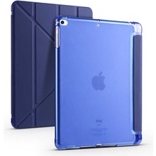 noktaks - Apple iPad 9.7 2018 (6.Nesil) - Tablet Kılıfı Kalem Bölmeli Korumalı Standlı Tri Folding Kılıf - Lacivert