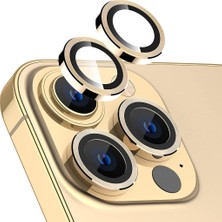 Bzontech Apple iPhone 13 Pro Max Mercek Lens Kamera Koruyucu Gold