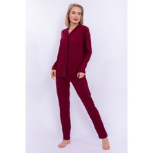 Pierre Cardin  Bordo Kadın Gömlek Pijama Takımı