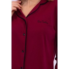 Pierre Cardin  Bordo Kadın Gömlek Pijama Takımı