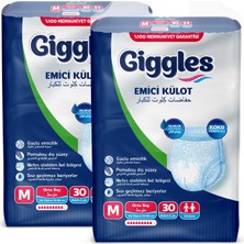 Giggles Yetişkin Emici Külot Bez Orta Boy (Medium) 30'lu 2 Paket (60 Adet) Bel Boy 70-120 cm