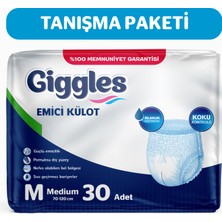 Giggles Yetişkin Emici Külot Bez Orta Boy (Medium) 30'lu 1 Paket (30 Adet) Bel Boy 70-120 cm