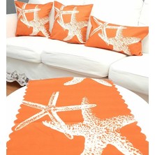 Körfez Kırlent Marin Desen Kırlent Kılıfı Runner 3+1 Kombin Set