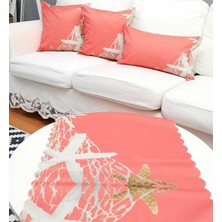 Körfez Kırlent Marin Desen Kırlent Kılıfı Runner 3+1 Kombin Set