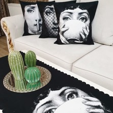 Körfez Kırlent Trend Yüzler Baskılı 4lü Kombin Set