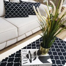 Körfez Kırlent Fas Kapısı Desen Siyah 3 Lü Kombin Set