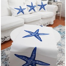 Körfez Kırlent Marin Mavi Yıldız Baskılı 4 Lü Kombin Set