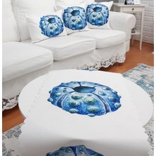 Körfez Kırlent Marin Mavi Mercan Baskılı 4 Lü Kombin Set