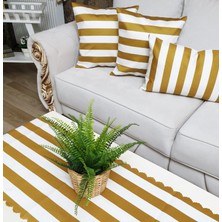 Körfez Kırlent Trend Piyano Desen Hardal Beyaz 4 Lü Kombin Set