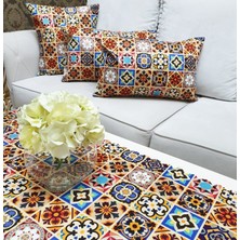 Körfez Kırlent Çini Motif Baskılı 4 Lü Kombin Set