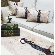 Körfez Kırlent Afrikalı Kadın Baskılı 4 Lü Kombin Set