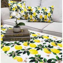 Körfez Kırlent Limon Bahçesi Baskılı 4 Lü Kombin Set