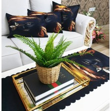 Körfez Kırlent Black Woman Gold Baskılı 4 Lü Kombin Set