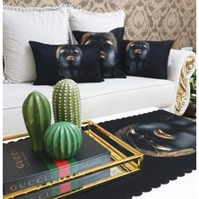 Körfez Kırlent Black Woman Baskı Renkli 4 Lü Kombin Set