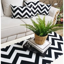 Körfez Kırlent Zigzag Desen Siyah Beyaz 4 Lü Kombin Set