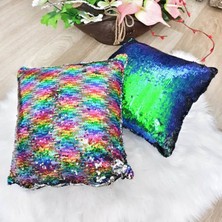 Körfez Kırlent Pul Payetli Çift Renkli Kırlent Kılıfı 2li Kombin Set