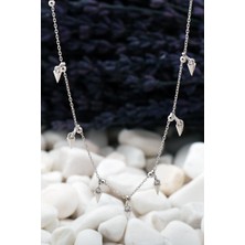 Sümer Telkari Üçgen Sıralı Rodyumlu Gümüş Kolye 25