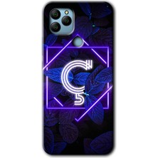 Bera Aksesuar General Mobile Gm 22 Kılıf Hd Desen Baskılı Arka Kapak - Dark Neon Yaprak Ç Harfi