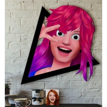 BK Kişiye Özel Kadın Animasyon Karikatürlü 3D Ahşap Tablo-10