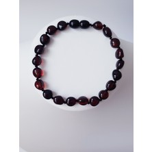 Kehribar Sarayı Baltık Damla Kehribar Renk Erkek Bileklik 21 cm Parlak Vişne