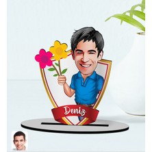 BK Kişiye Özel Isimli Erkek Karikatürlü Ahşap Biblo Model-1