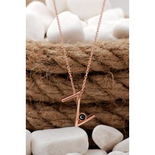 Sümer Telkari Z Harf Nazar Boncuklu Rose Gümüş Kolye 86