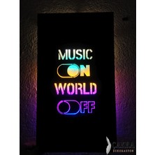 Çakra Music On World Off LED Işıklı Tablo Ahşap 45X24 cm