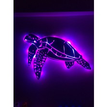 Çakra Caretta Caretta LED Işıklı Ahşap Tablo 60X40CM