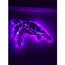 Çakra Caretta Caretta LED Işıklı Ahşap Tablo 60X40CM