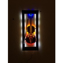 Çakra Keman LED Işıklı Ahşap Tablo 70X28CM
