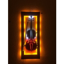 Çakra Keman LED Işıklı Ahşap Tablo 70X28CM