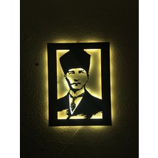Çakra Atatürk Portre LED Işıklı Ahşap Tablo 60X45CM