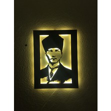 Çakra Atatürk Portre LED Işıklı Ahşap Tablo 60X45CM