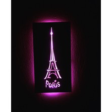 Çakra Rgb Kumandalı Paris LED Işıklı Tablo Ahşap 50X32CM