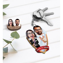 BK Kişiye Özel Isimli Sevgililer Karikatürlü Ahşap Anahtarlık-16