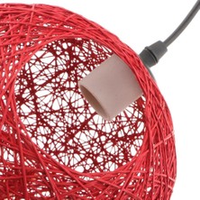 Kesoto DIA.20CM Rattan Top Şekli Kolye Abajur Asılı Loft Tavan Lambası Ev Oturma Odası Için Yemek Odası Yatak Odası Dekor - Kırmızı