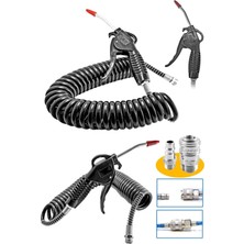 Sel Yüksek Kalite Hava Üfleme Toz Alma 7mt Hava Tabancası Spiral Hava Hortumu ve Bağlantı Aparatı Kiti