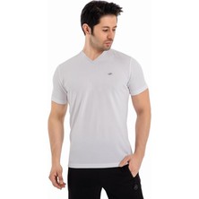 Crozwise Erkek Tişört V Yaka Waffle Kumaş Beyaz Tişört 7126-08